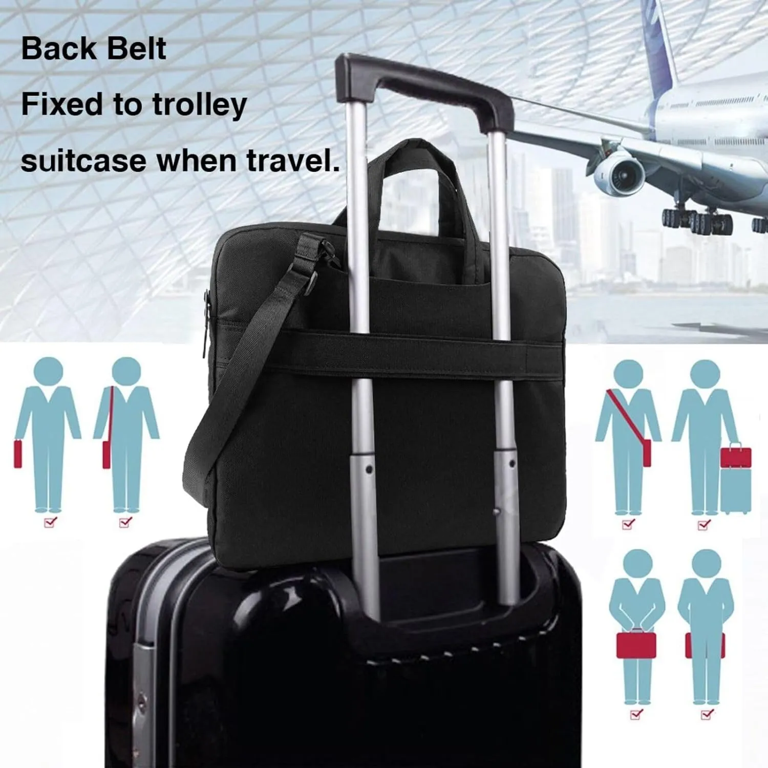Laptop Sleeve Bag Shockproof Notebook Case Red and Black Feather Computer Carrying Case with Shoulder Strap 15.6 inch