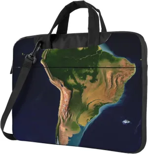 Laptop Sleeve Bag Shockproof Notebook Case South America Satellite Image Computer Carrying Case with Shoulder Strap 15.6 inch