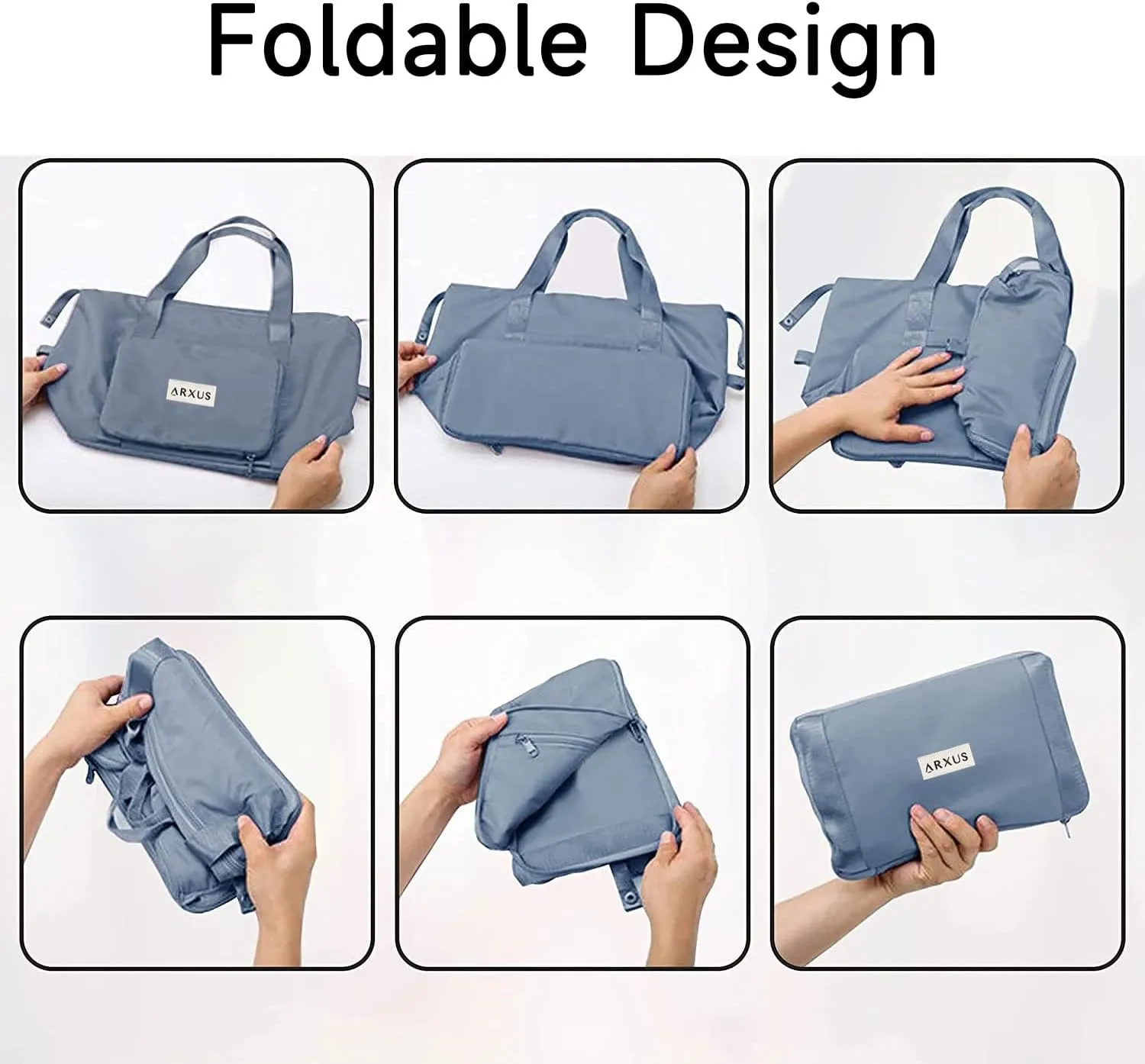 Large Folding Travel Duffle Bag, Expandable Waterproof Gym Weekend Carry On Overnight Tote Bag for Women, Green Map