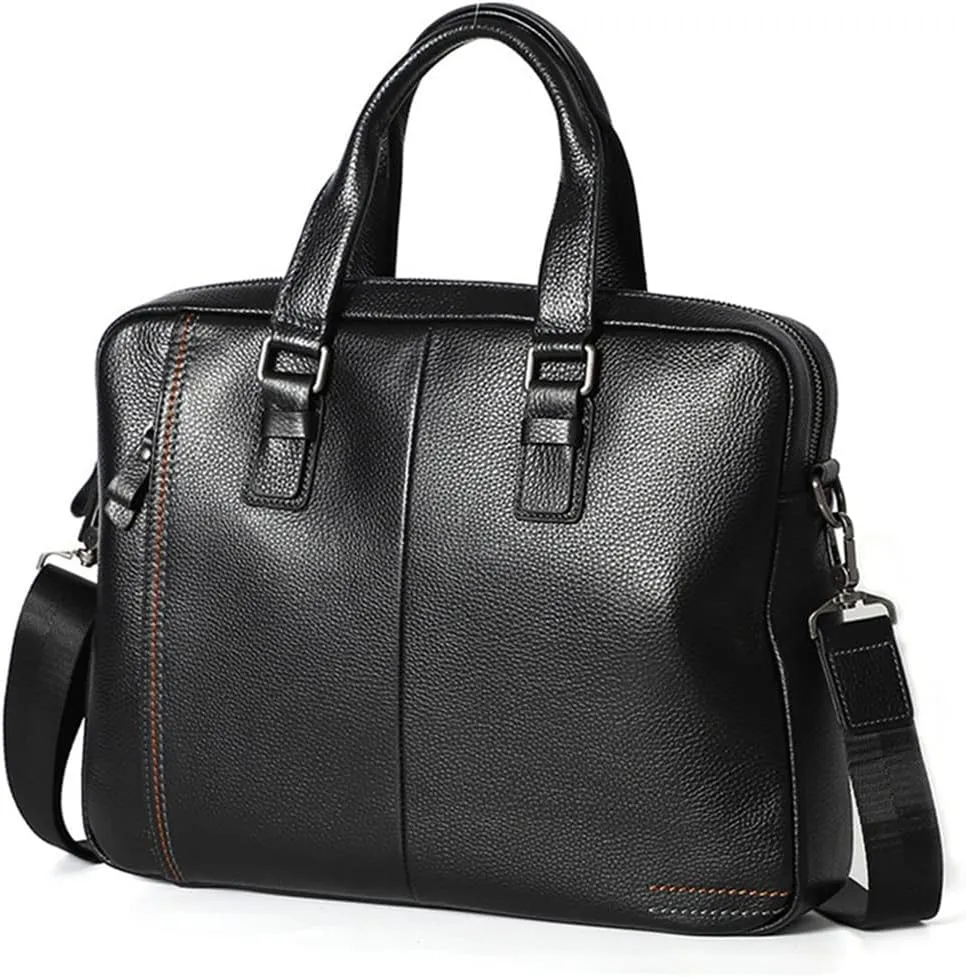 Layer Cowhide Leather Handbag Men's Leather Briefcase Business Computer Bag Crossbody Bag