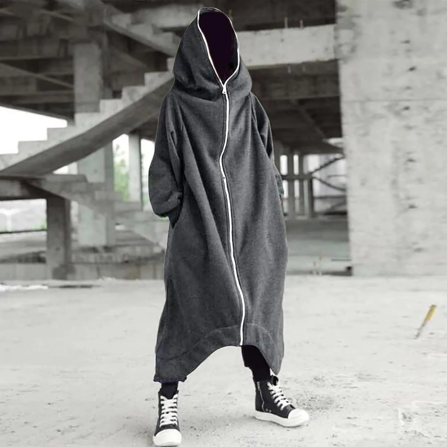 LCMTWX Men's Hooded Fleece Sweatshirt Large Size Sweater Jacket With Zip Pockets Graphic Drawstring Pullover Long Sleeve