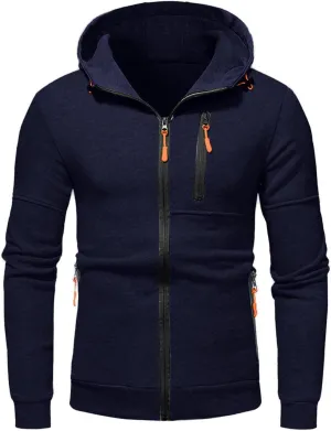 LCMTWX Men's Hooded Fleece Sweatshirt Large Size Sweater Jacket With Zip Pockets Graphic Drawstring Pullover Long Sleeve