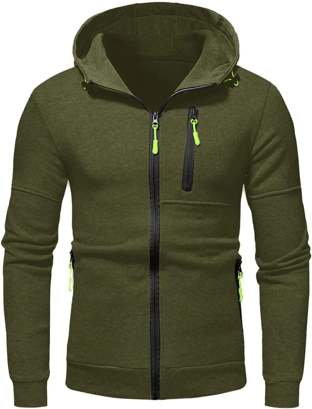 LCMTWX Men's Hooded Fleece Sweatshirt Large Size Sweater Jacket With Zip Pockets Graphic Drawstring Pullover Long Sleeve