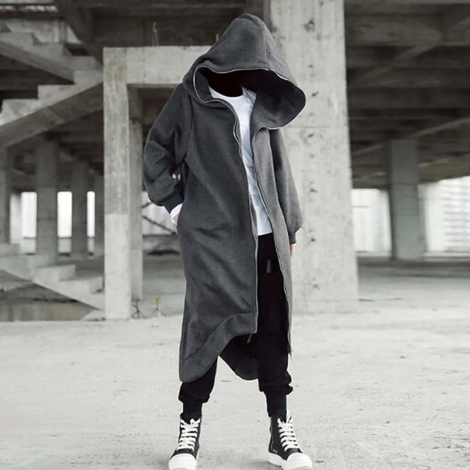 LCMTWX Men's Hooded Fleece Sweatshirt Large Size Sweater Jacket With Zip Pockets Graphic Drawstring Pullover Long Sleeve