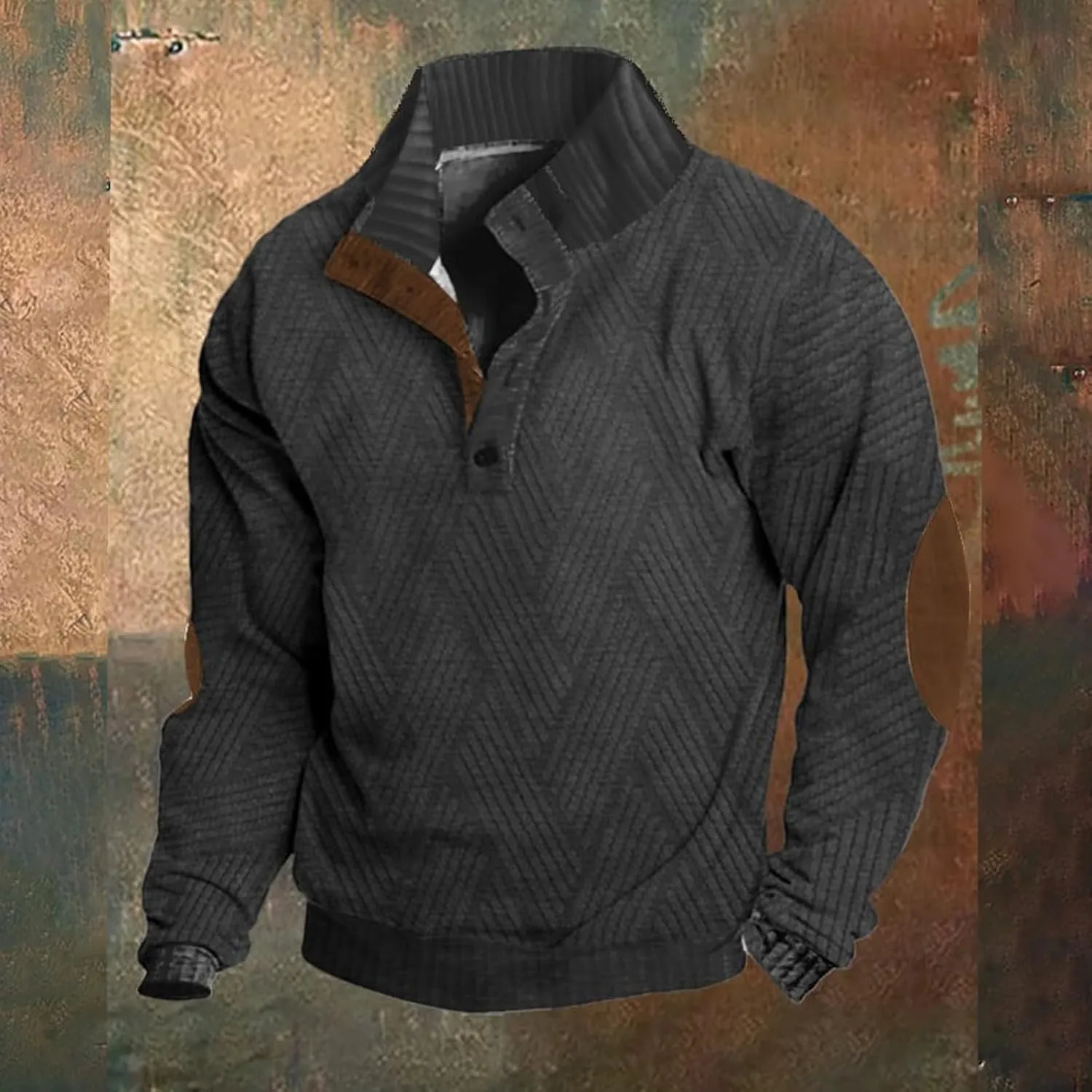 LCMTWX Mens Sweater Mock Neck Collar Button Sweatshirt 1/4 Top Button Long Sleeve Jacket Outdoor Fashion Sweater Collar