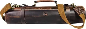 Leather Knife Roll Storage Bag, Elastic and Expandable 10 Pockets, Adjustable/Detachable Shoulder Strap, Travel-Friendly Chef Knife Case