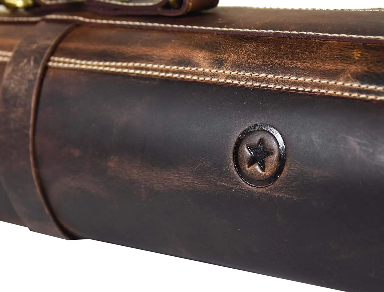 Leather Knife Roll Storage Bag, Elastic and Expandable 10 Pockets, Adjustable/Detachable Shoulder Strap, Travel-Friendly Chef Knife Case