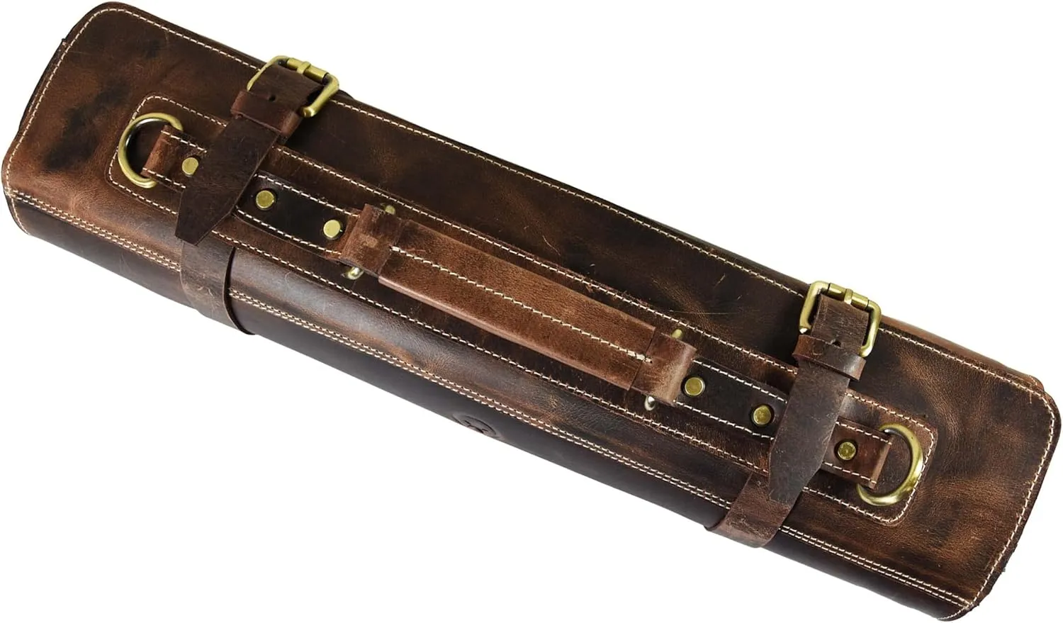 Leather Knife Roll Storage Bag, Elastic and Expandable 10 Pockets, Adjustable/Detachable Shoulder Strap, Travel-Friendly Chef Knife Case