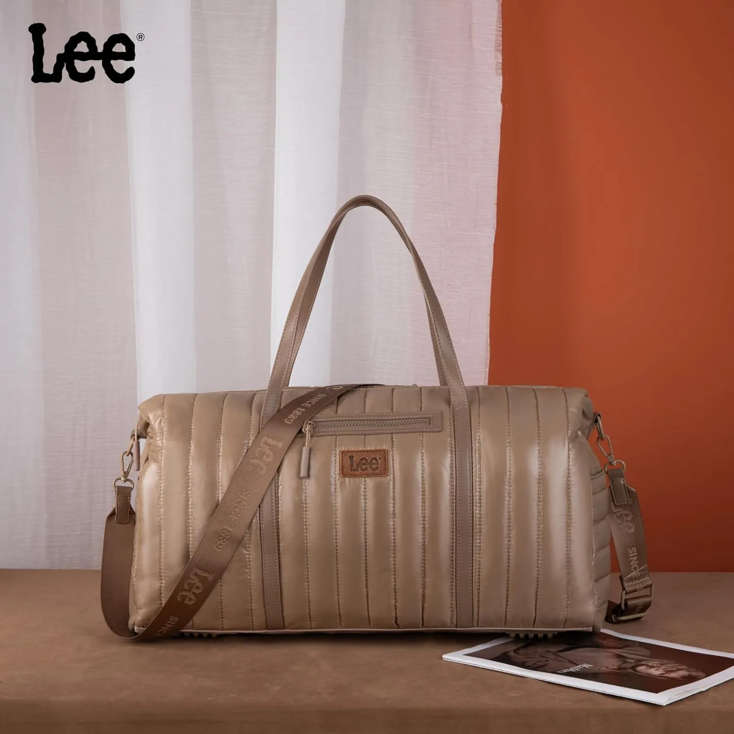 Lee Quilted Travel Duffel Bag for Women, Large Soft Puffy Lightweight Weekender Gym Bag with Adjustable Strap Water-Resistant Overnight Carry On Bag for Trips Sport Airplane Hospital