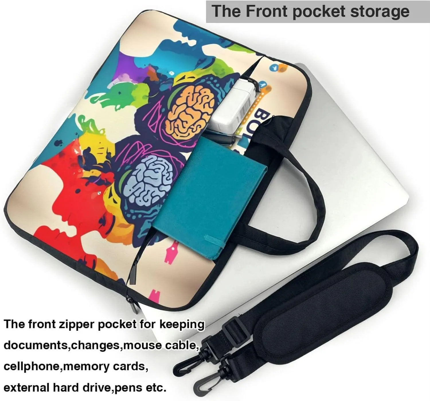 Left and Right Brain Advantage Print Laptop Case and Computer Bag - Versatile Laptop Bag for Men Laptop Shoulder Bag