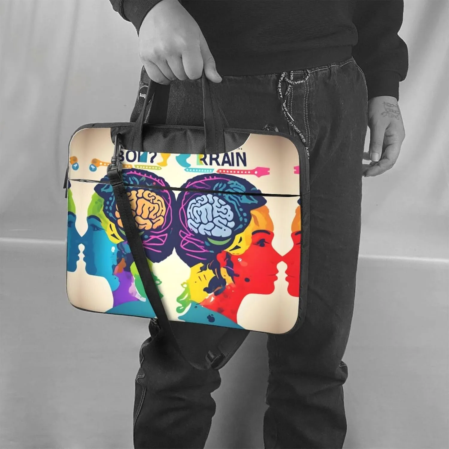 Left and Right Brain Advantage Print Laptop Case and Computer Bag - Versatile Laptop Bag for Men Laptop Shoulder Bag