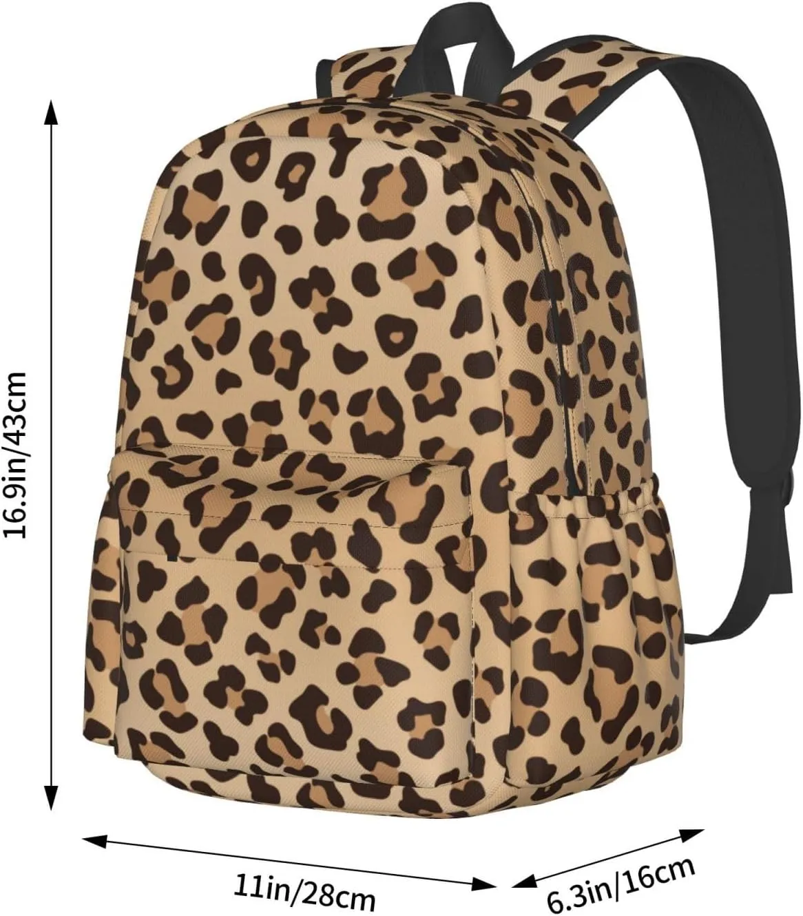 Leopard Print Laptop Backpack For Men Women, Lightweight Daypack Cheetah Animal Skin Bookbag For Daily Commutes Business Travel Hiking