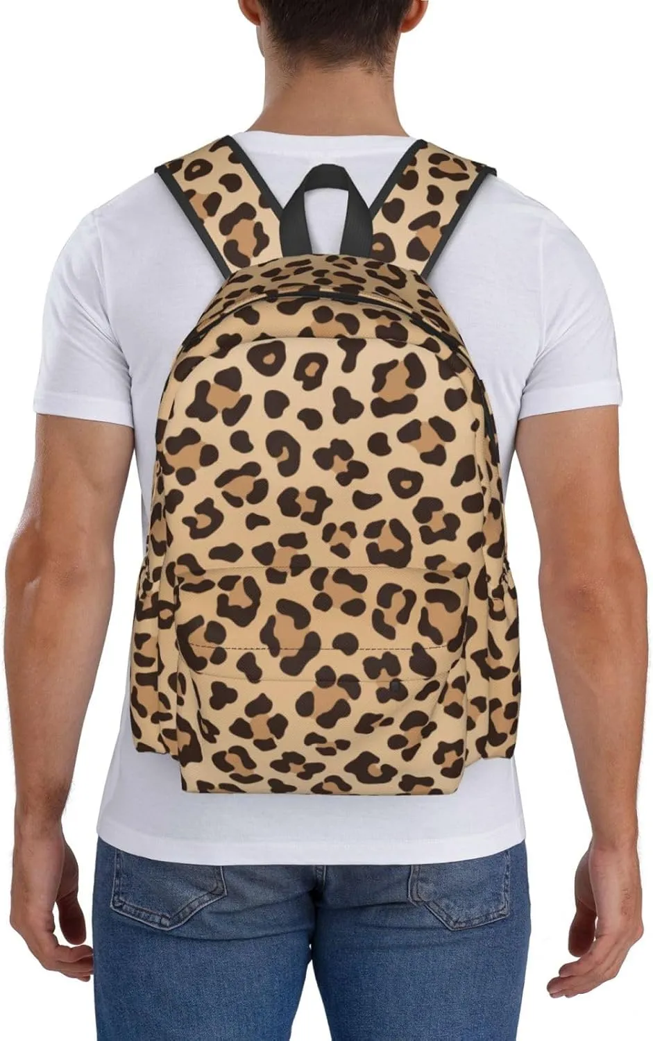 Leopard Print Laptop Backpack For Men Women, Lightweight Daypack Cheetah Animal Skin Bookbag For Daily Commutes Business Travel Hiking