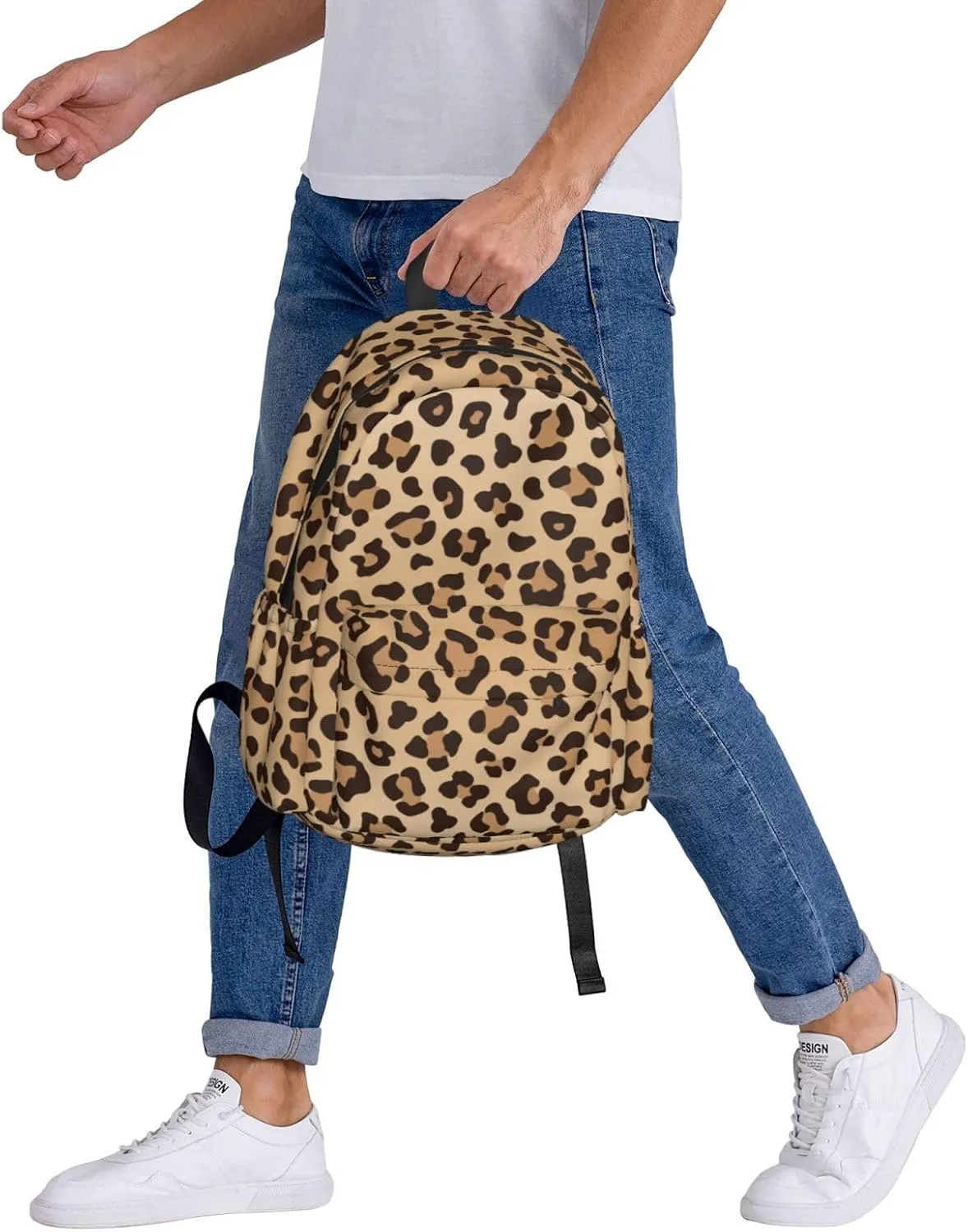 Leopard Print Laptop Backpack For Men Women, Lightweight Daypack Cheetah Animal Skin Bookbag For Daily Commutes Business Travel Hiking