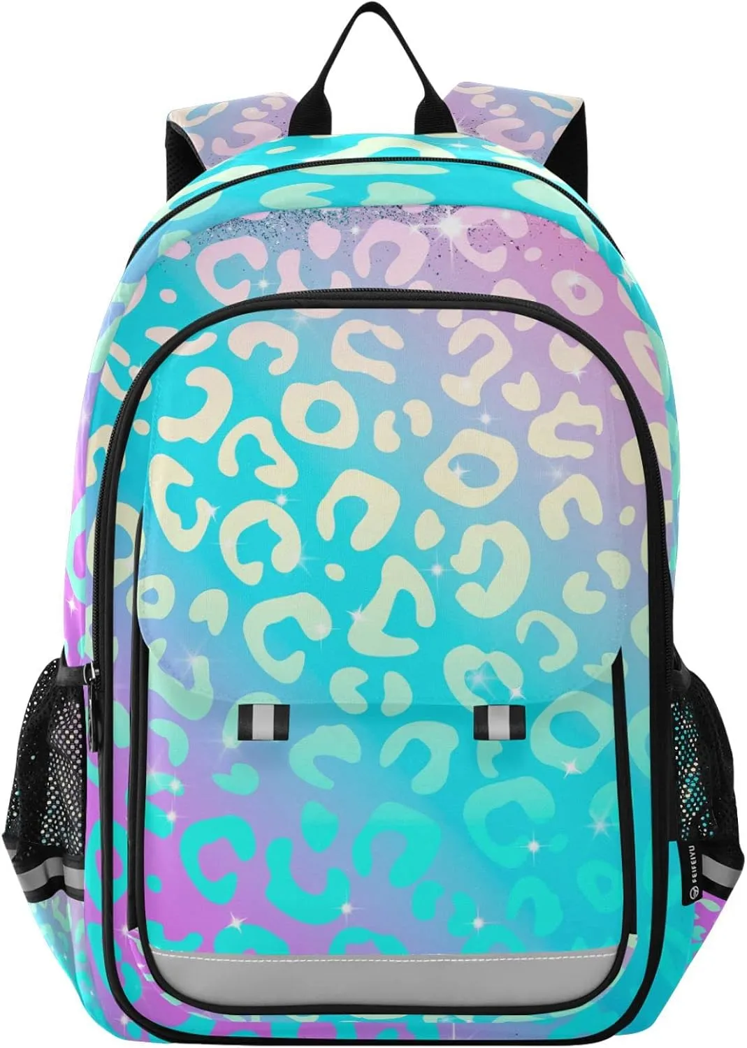 Leopard Print Rainbow Cheetah Backpack for Women Men, Large Student School Bookbag 15.6 in Laptop Bag Purse Travel Casual Daypack
