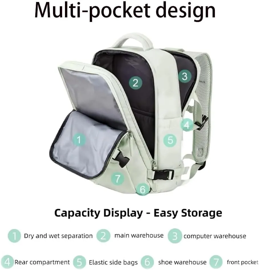 Levettevac Backpack, Levettevac Mochila, Expandable Large Capacity, with Separate Shoe Compartment (Blue)