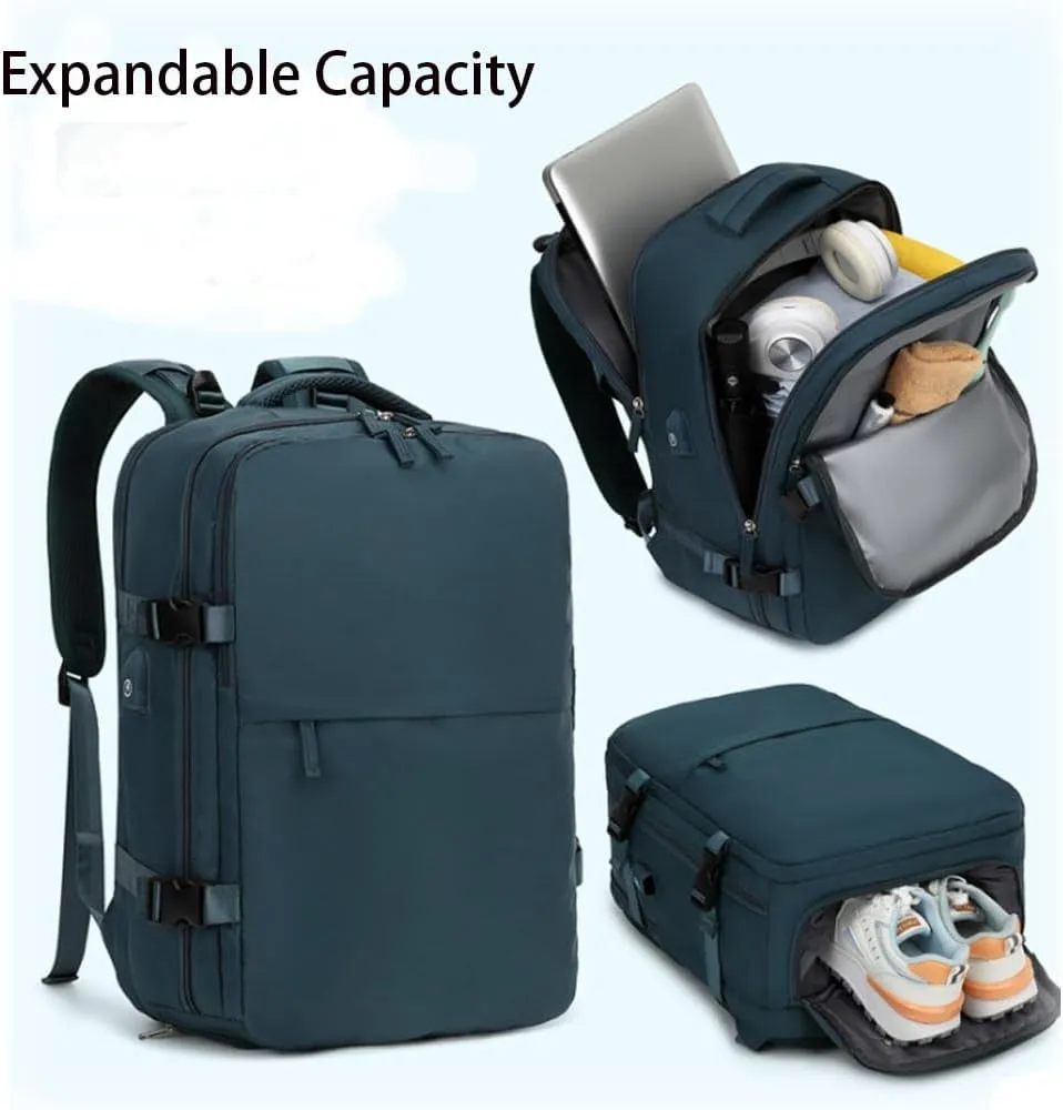 Levettevac Backpack, Levettevac Mochila, Expandable Large Capacity, with Separate Shoe Compartment (Blue)