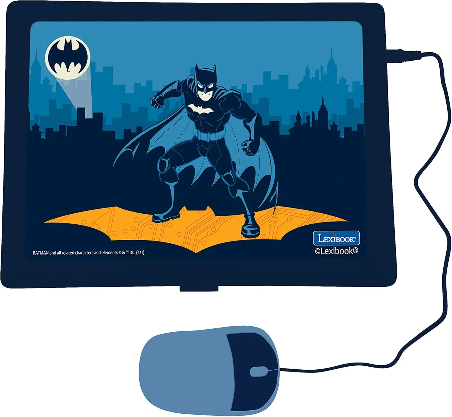 Lexibook JC598BATi1 Mouse Batman Educational and Bilingual Laptop French/English-Toy with 124 Activities to Learn Mathematics, Dactylography, Logic, Clock, Play Games and Music, Black, Grey, M
