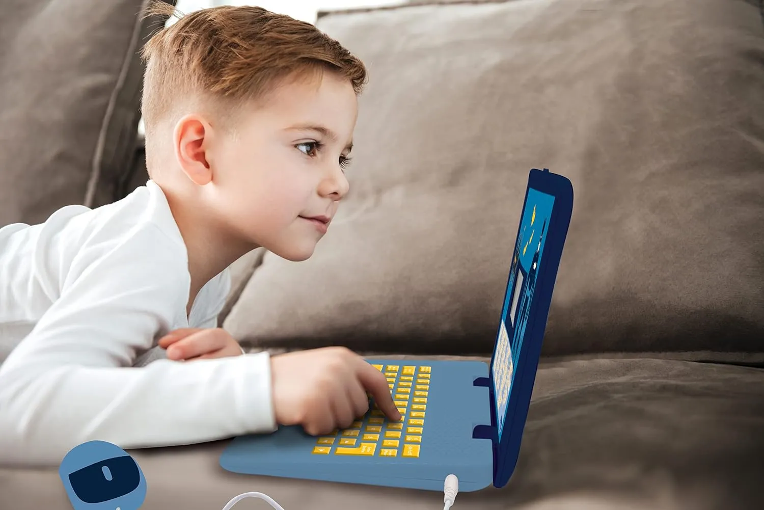 Lexibook JC598BATi1 Mouse Batman Educational and Bilingual Laptop French/English-Toy with 124 Activities to Learn Mathematics, Dactylography, Logic, Clock, Play Games and Music, Black, Grey, M