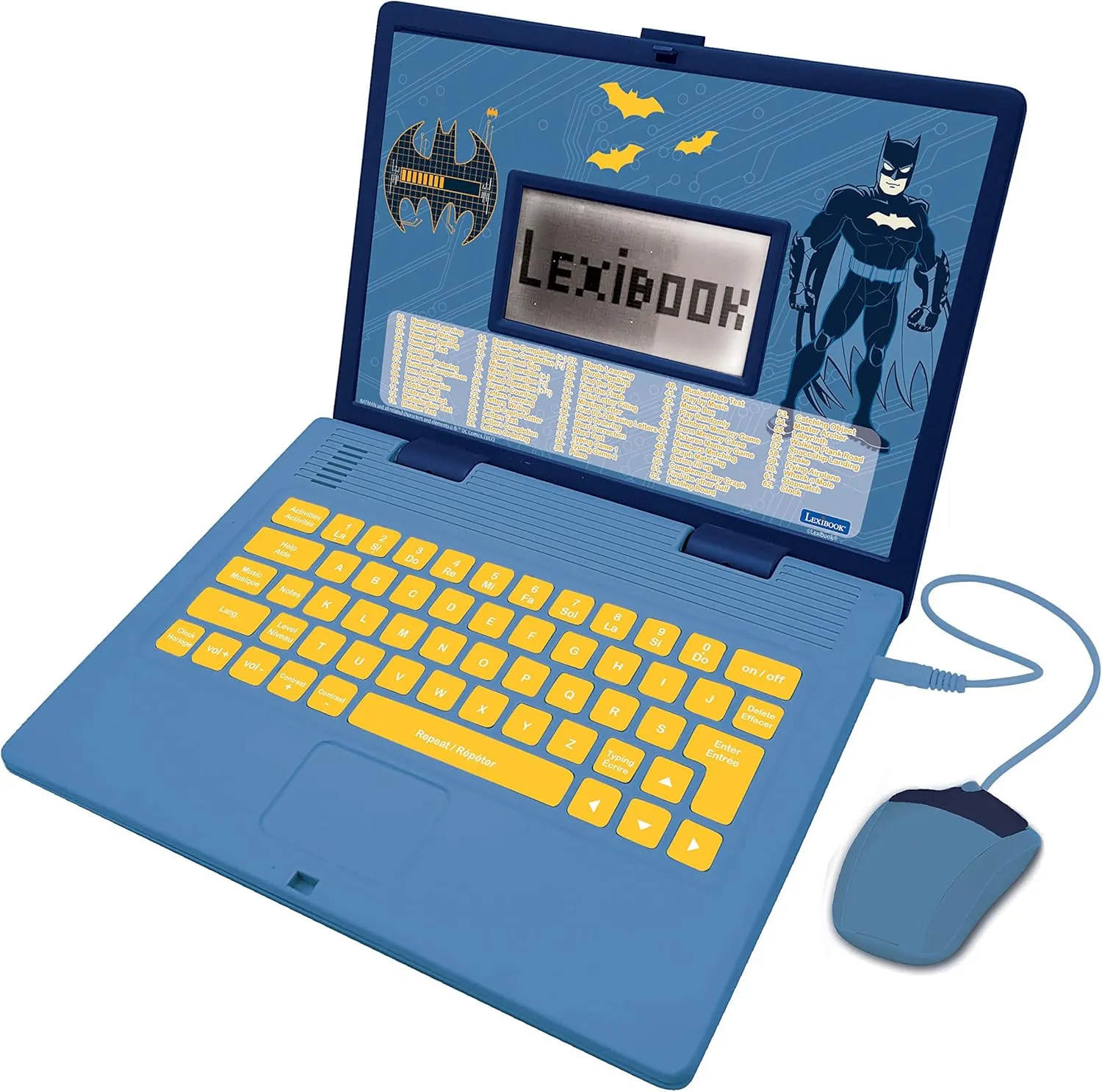 Lexibook JC598BATi1 Mouse Batman Educational and Bilingual Laptop French/English-Toy with 124 Activities to Learn Mathematics, Dactylography, Logic, Clock, Play Games and Music, Black, Grey, M