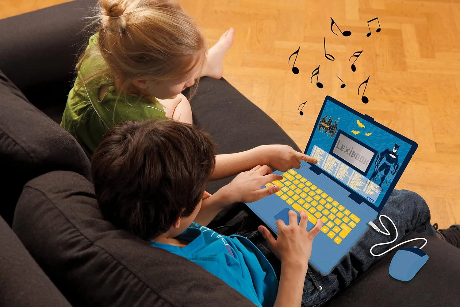 Lexibook JC598BATi1 Mouse Batman Educational and Bilingual Laptop French/English-Toy with 124 Activities to Learn Mathematics, Dactylography, Logic, Clock, Play Games and Music, Black, Grey, M
