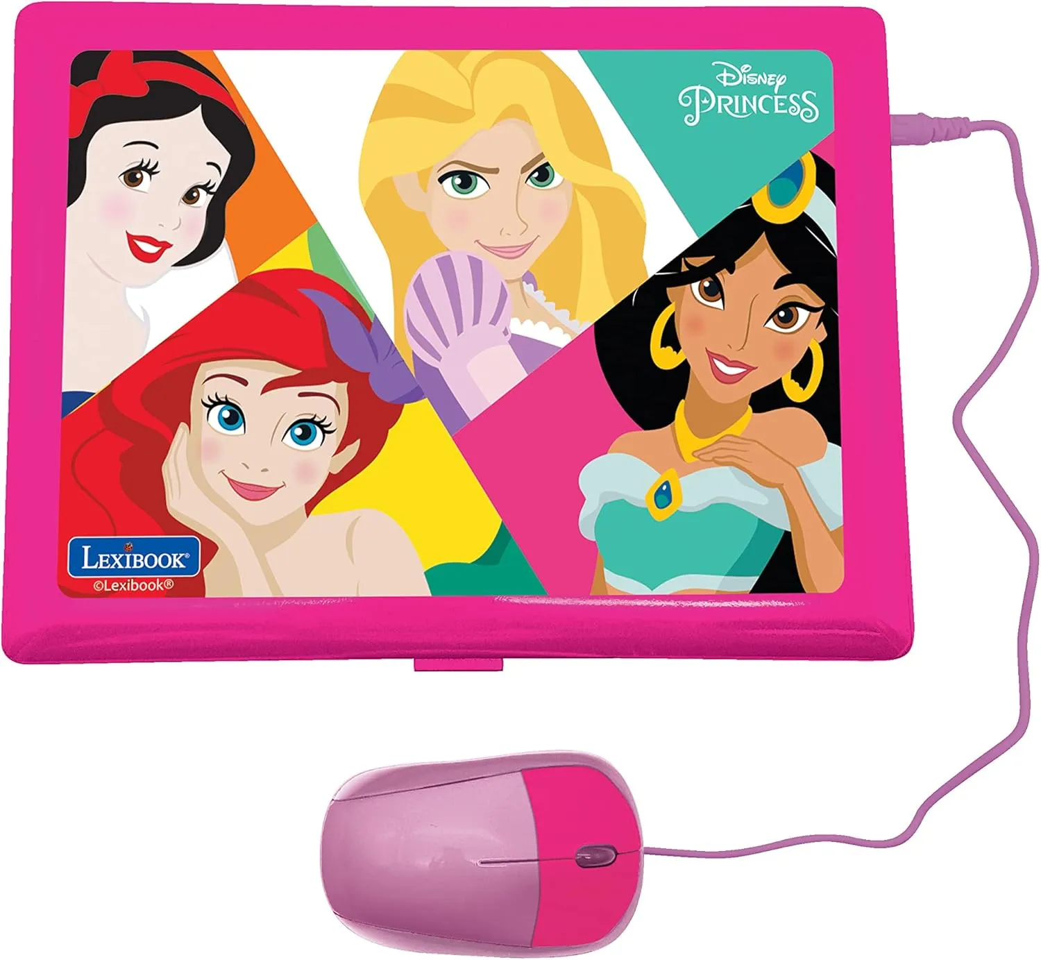 LEXIBOOK JC598DPi2 Disney Princess-Educational and Bilingual Laptop Spanish/English-Girls Toy with 124 Activities to Learn, Play Games and Music