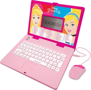 LEXIBOOK JC598DPi2 Disney Princess-Educational and Bilingual Laptop Spanish/English-Girls Toy with 124 Activities to Learn, Play Games and Music