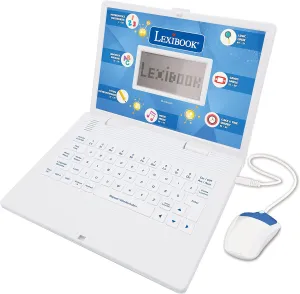LEXIBOOK JC598i3 Educational and Bilingual Laptop German/English-Toy with 124 Activities to Learn, Play Games and Music-Blue/White