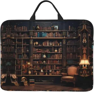 Library Bookshelf Print 14 Inch Laptop Sleeve,Computer Sleeve with Handle,Suitable for Daily and Business Travel