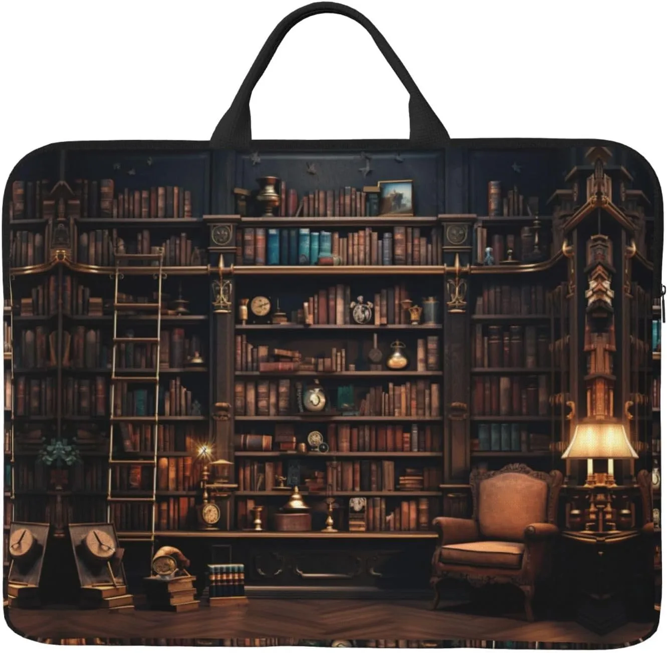 Library Bookshelf Print 14 Inch Laptop Sleeve,Computer Sleeve with Handle,Suitable for Daily and Business Travel