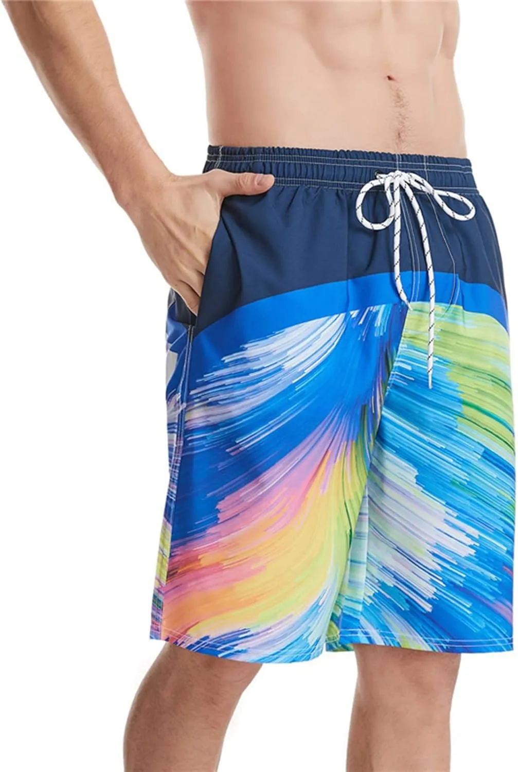 Linen Shirts for Men Printed Short Loose Tether Pocket Board Casual Pant Short Beach Fashion Short Shorts Men Short