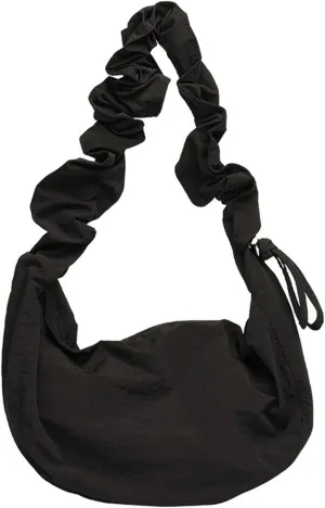Literary Shoulder Bag Pleated Nylon Jiaozi Bag Drawstring Canvas Crossbody Bag