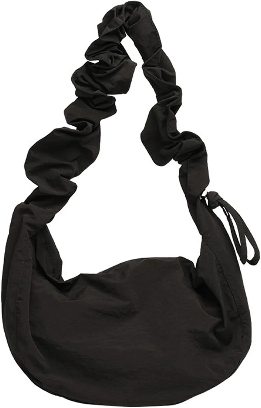 Literary Shoulder Bag Pleated Nylon Jiaozi Bag Drawstring Canvas Crossbody Bag