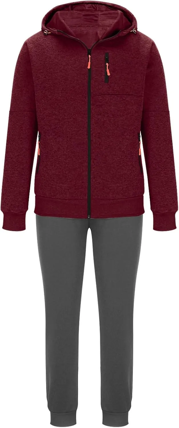 Long Sleeve 2 Piece Sets for Men Athletic Hinking Sets Hooded Sweatshirt Coats and Pants Plus Size Jogging Outfits