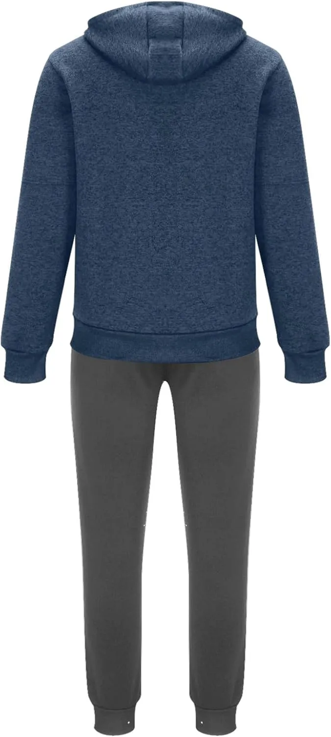 Long Sleeve 2 Piece Sets for Men Athletic Hinking Sets Hooded Sweatshirt Coats and Pants Plus Size Jogging Outfits