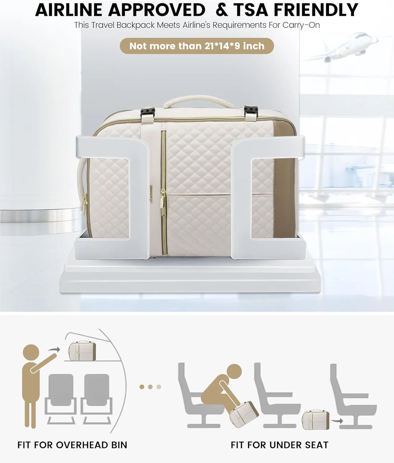 LOVEVOOK Carry On Travel Backpack for Women, 40L Personal Item Travel Bag Flight Approved, TSA Large Backpack for 17'' Laptop, Waterproof Weekender Business Hiking Bag with 3 Packing Cubes