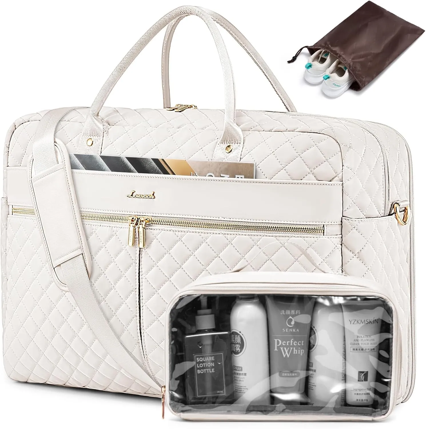 LOVEVOOK Travel Duffle Bag, Weekender Bag for Women with Toiletry Bag Shoe Bag, Carry on Overnight Bag with Laptop Compartment, Gym Duffel Bag with Wet Pocket, Hospital Bag for Labor and Delivery