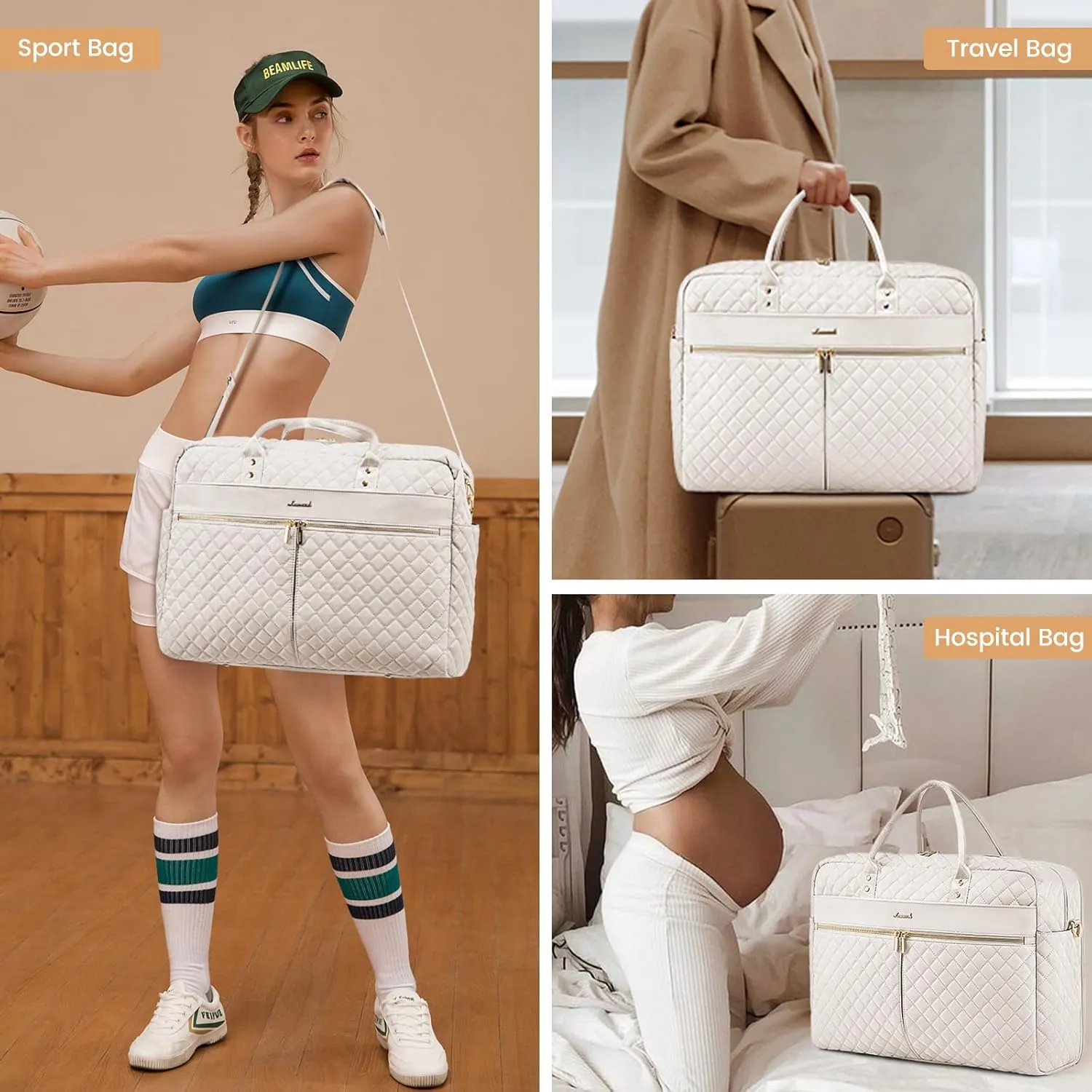 LOVEVOOK Travel Duffle Bag, Weekender Bag for Women with Toiletry Bag Shoe Bag, Carry on Overnight Bag with Laptop Compartment, Gym Duffel Bag with Wet Pocket, Hospital Bag for Labor and Delivery