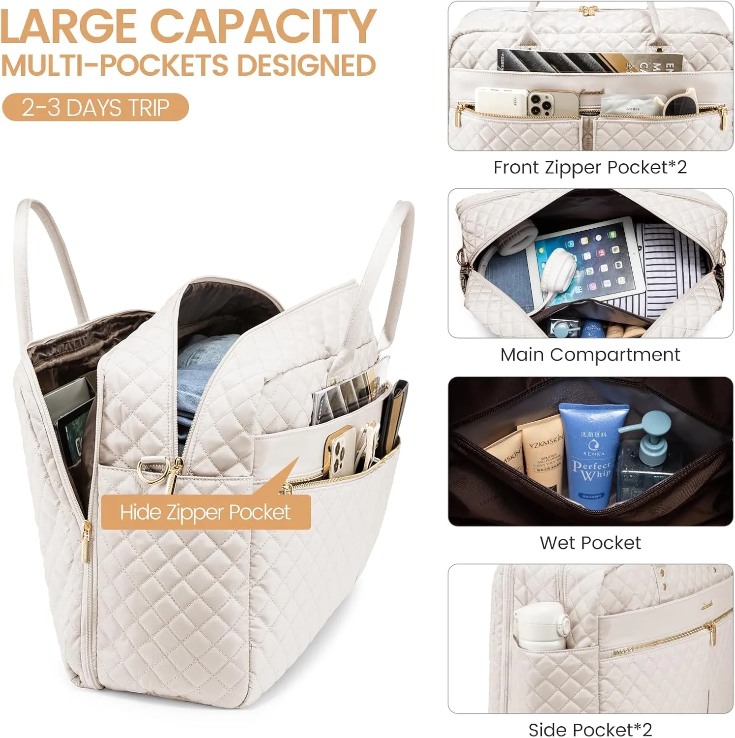 LOVEVOOK Travel Duffle Bag, Weekender Bag for Women with Toiletry Bag Shoe Bag, Carry on Overnight Bag with Laptop Compartment, Gym Duffel Bag with Wet Pocket, Hospital Bag for Labor and Delivery