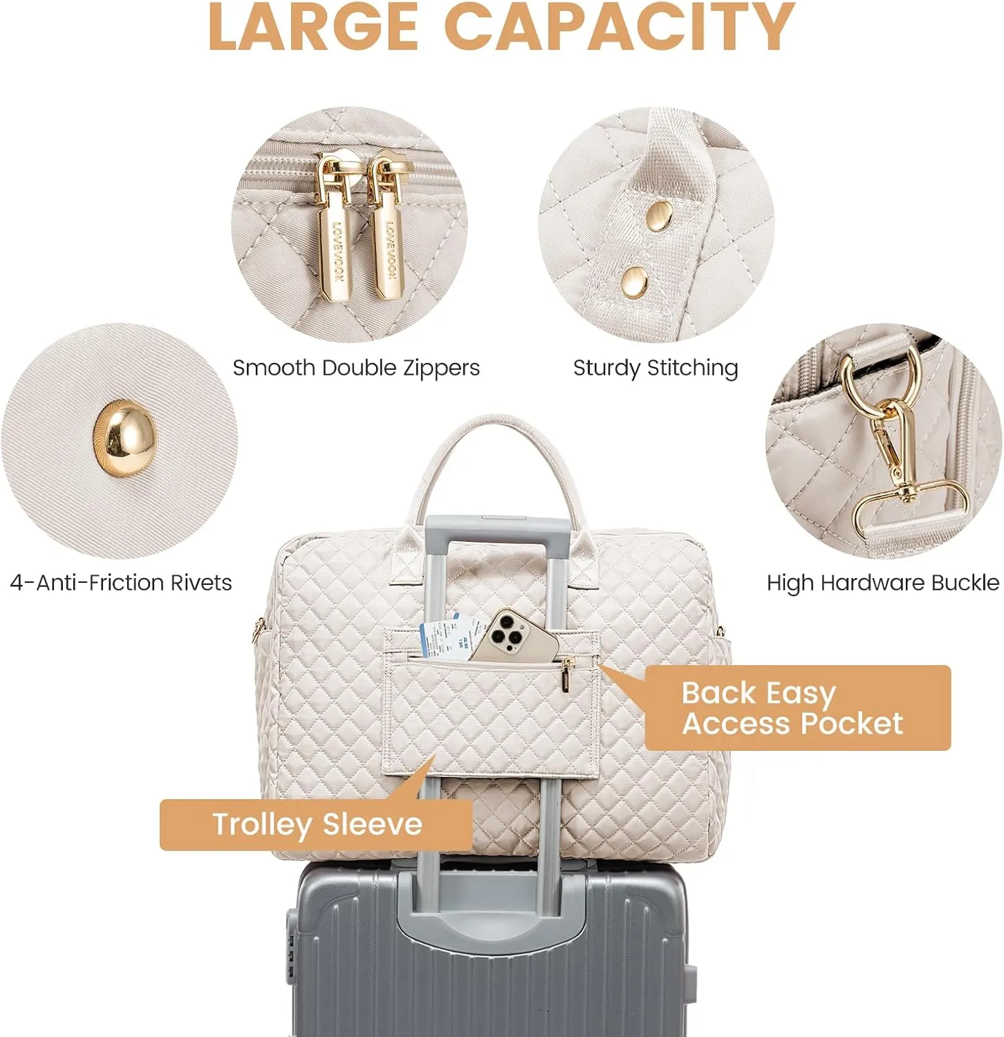 LOVEVOOK Travel Duffle Bag, Weekender Bag for Women with Toiletry Bag Shoe Bag, Carry on Overnight Bag with Laptop Compartment, Gym Duffel Bag with Wet Pocket, Hospital Bag for Labor and Delivery