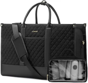 LOVEVOOK Travel Weekender Bags for Women, Quilted Carry On Duffle With Laptop Compartment Airplanes Approved, Large Overnight Bag with Toiletry Bag for Hospital Labor and Delivery, Gym, Yoga, Black