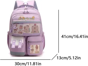 Lushandy Capybara Backpack Cute Capibara Backpack Funny Cartoon Backpacks Multi Pockets Nylon Kapybara Bag