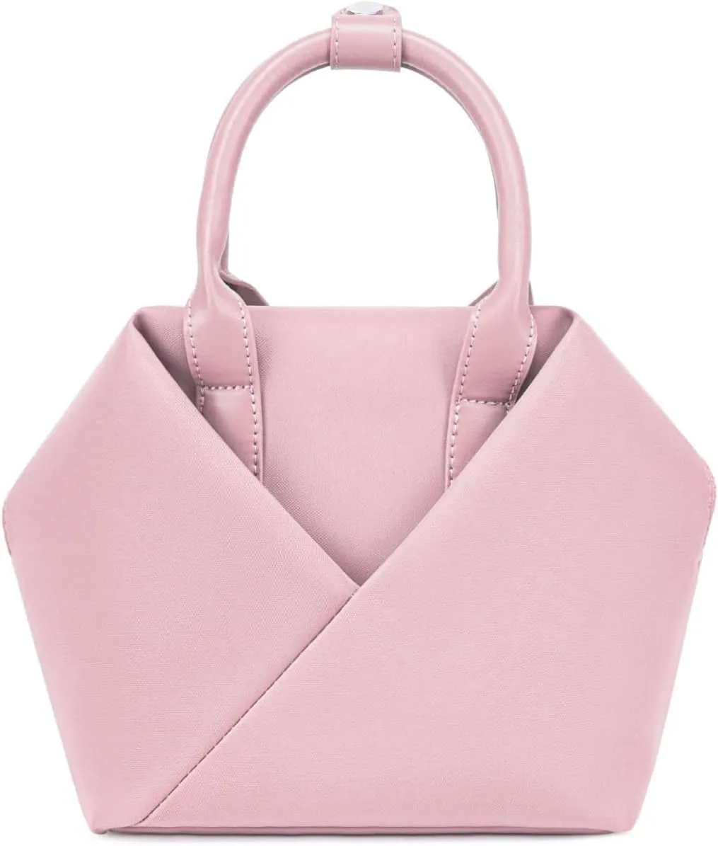 Lux & Nyx Small Origami Crossbody & Handbag - Black Ultra Satin Nylon - Daily and Travel Small Tote Bag with Crossbody Strap