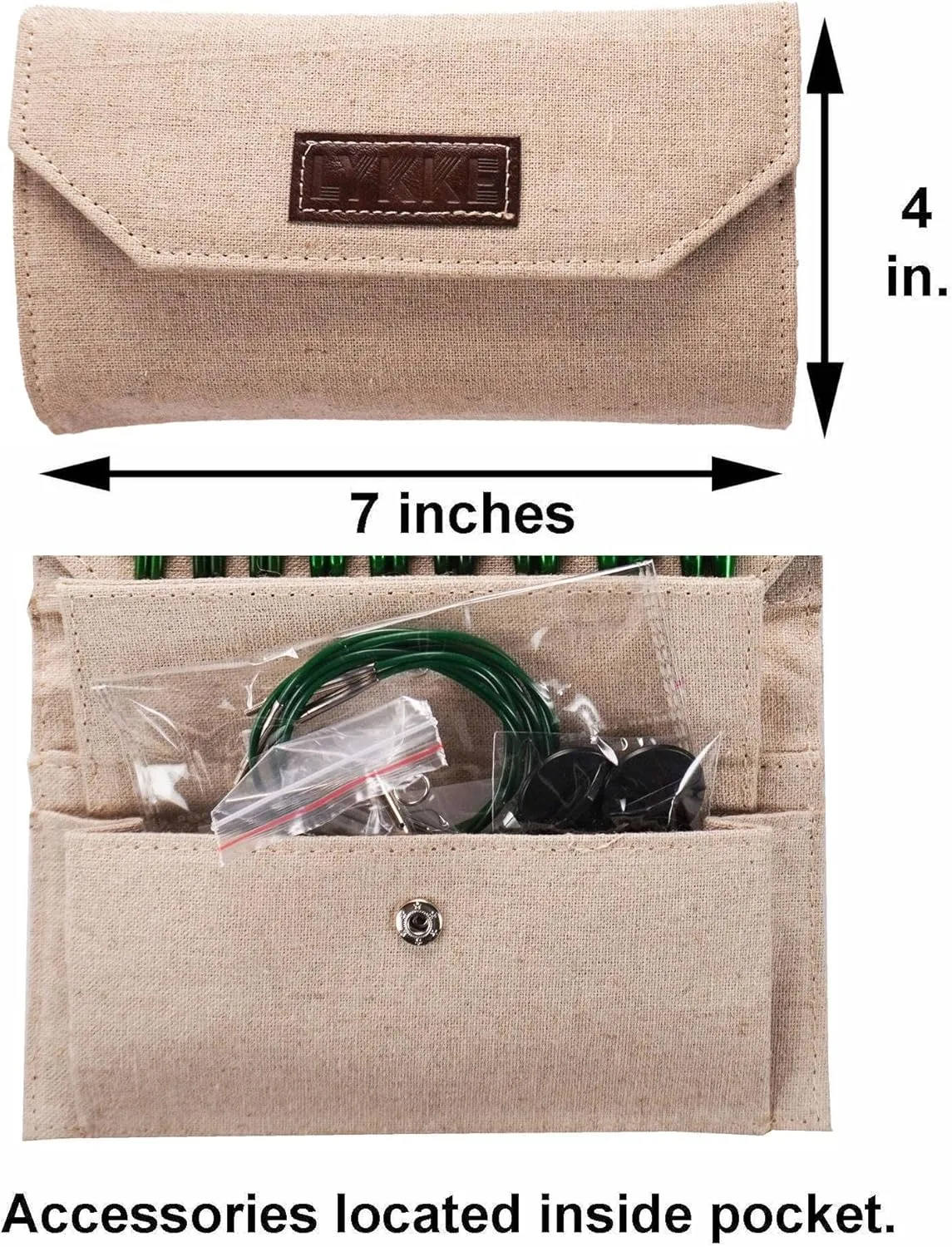 Lykke Grove 3.5-Inch (9cm) Interchangeable Circular Knitting Needle Set Bamboo US Sizes 3, 4, 5, 6, 7, 8, 9, 10, & 10.5 Includes Beige Canvas Case with Project Bag