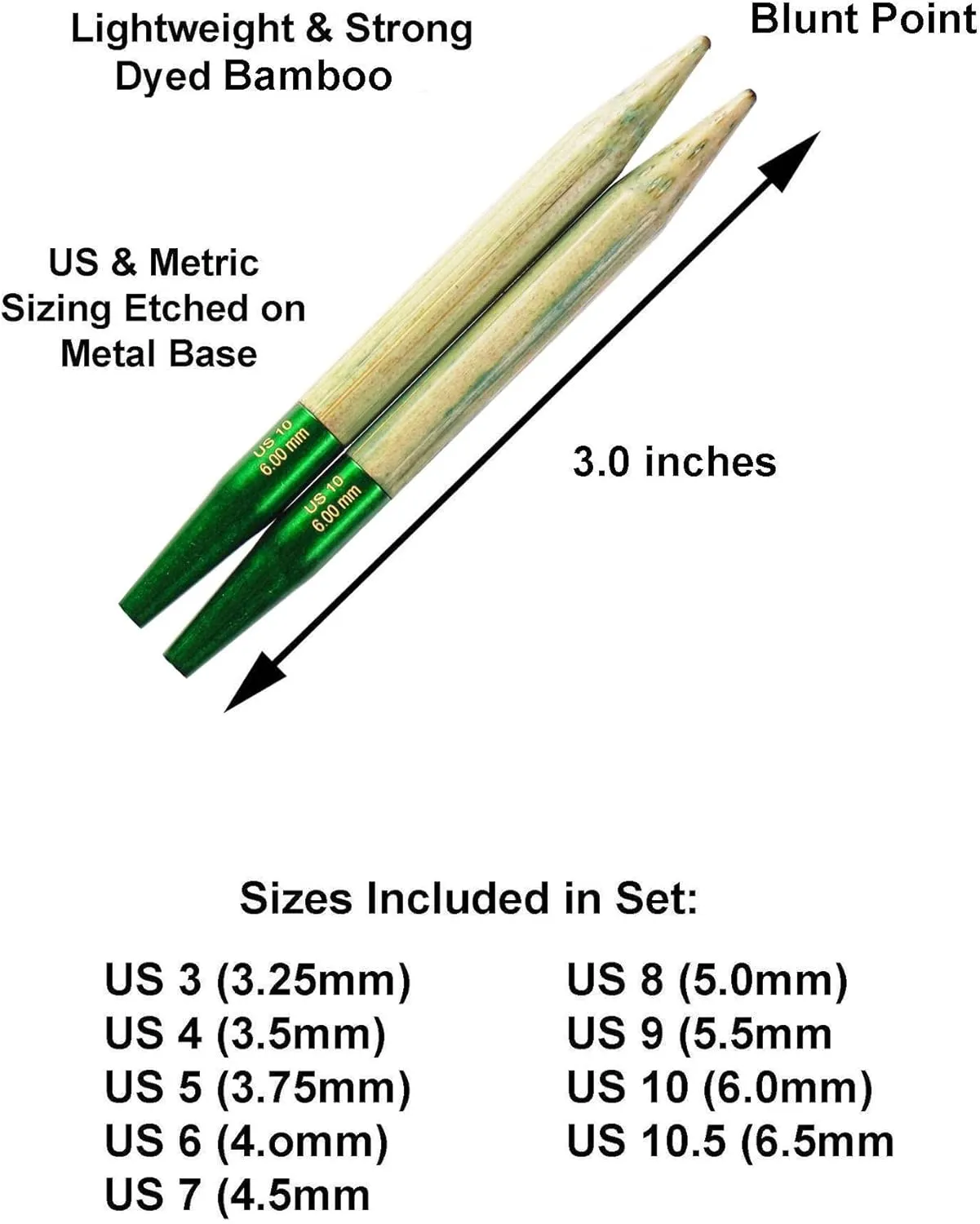Lykke Grove 3.5-Inch (9cm) Interchangeable Circular Knitting Needle Set Bamboo US Sizes 3, 4, 5, 6, 7, 8, 9, 10, & 10.5 Includes Beige Canvas Case with Project Bag