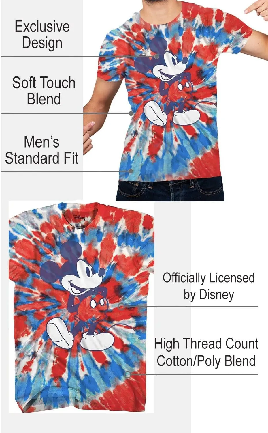 Mad Mickey Mouse Distressed Design T-Shirt for Adults