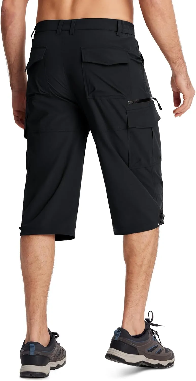 MAGCOMSEN Men's Workout Shorts 7 Pockets Quick Dry 3/4 Capri Pants Zipper Pockets Hiking Athletic Shorts