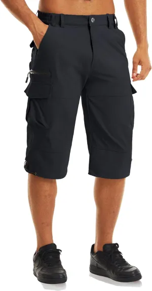 MAGCOMSEN Men's Workout Shorts 7 Pockets Quick Dry 3/4 Capri Pants Zipper Pockets Hiking Athletic Shorts