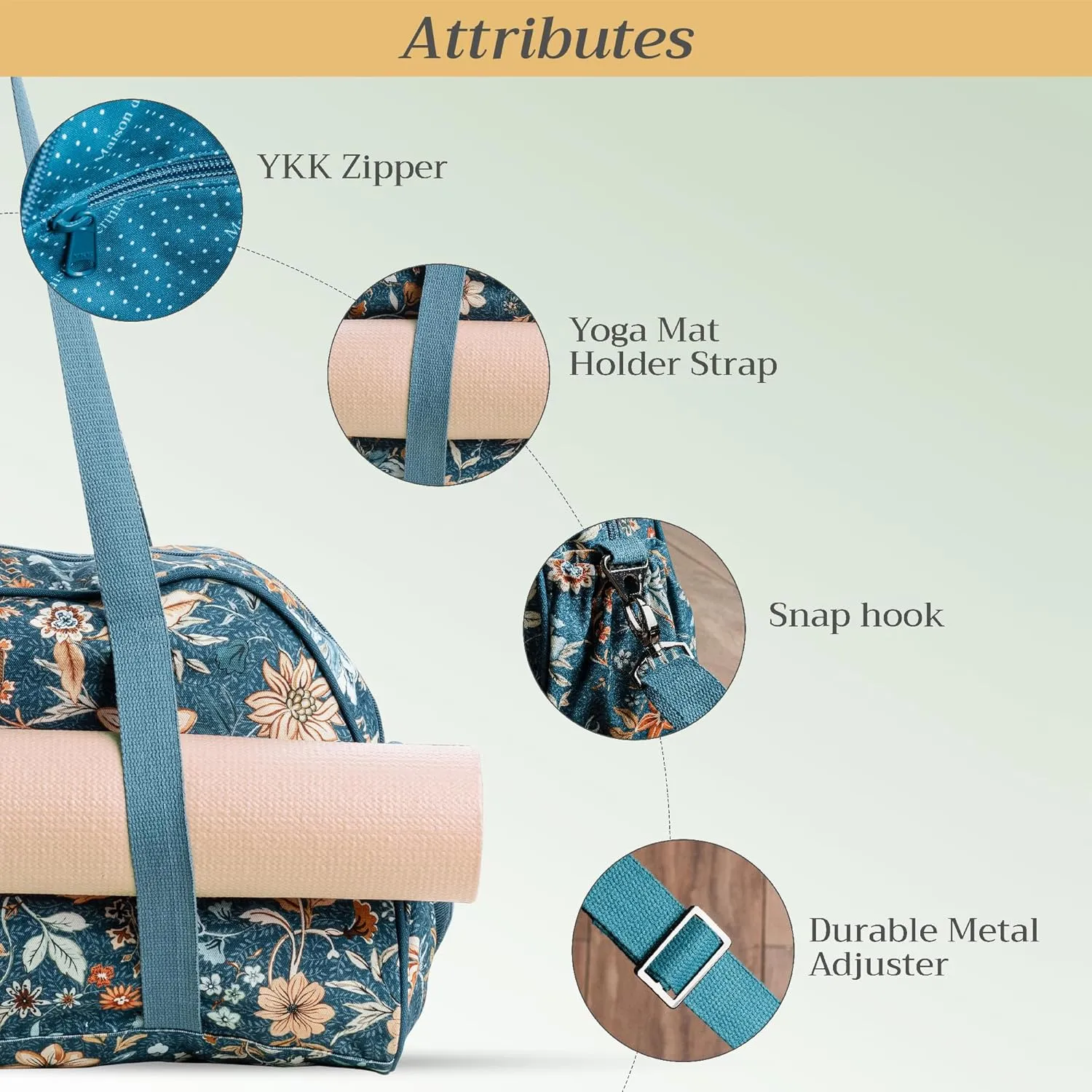 Maison d'Hermine Yoga Mat bag, Cylindrical bag for Woman&Men, yoga mat Bag &Adjustable shoulder straps Yoga Mat Carrier Bag with Drawstring Water Bottle Pocket and zipper pocket