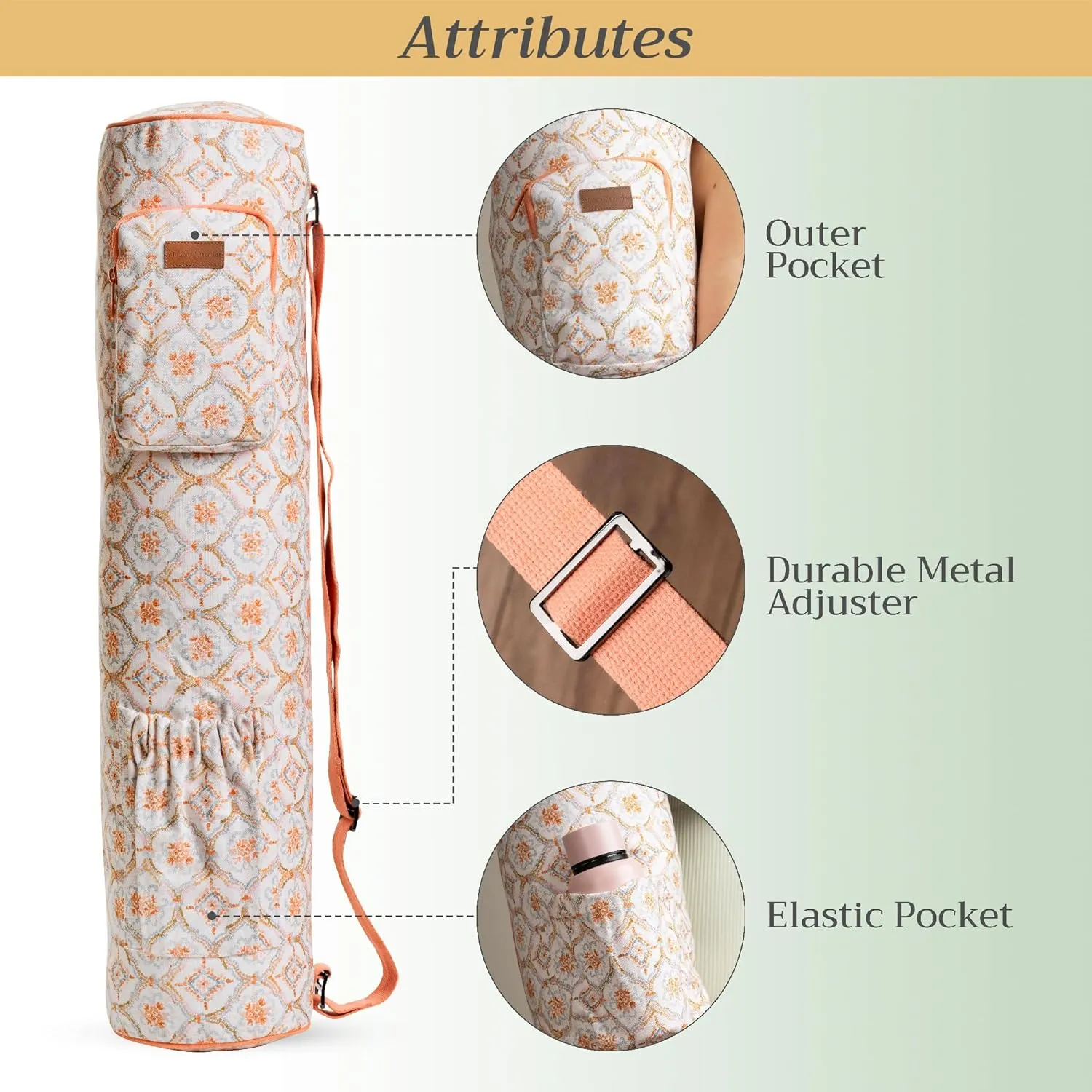 Maison d'Hermine Yoga Mat bag, Cylindrical bag for Woman&Men, yoga mat Bag &Adjustable shoulder straps Yoga Mat Carrier Bag with Drawstring Water Bottle Pocket and zipper pocket